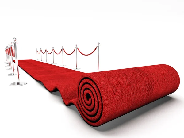 Лестница на красной ковровой дорожке — стоковое фото