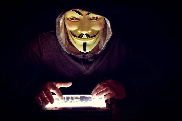 Portrait of hacker with mask — Stock Photo, Image