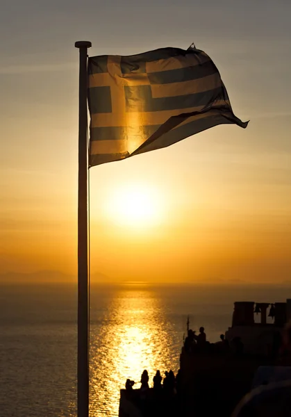 Greek flag in santorini — Stock Photo, Image