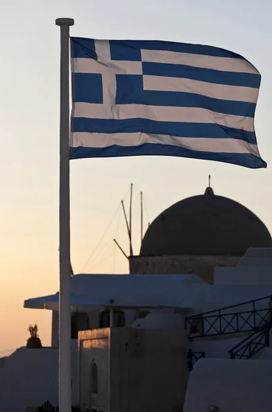 Grekisk flagg i Santorini — Stockfoto