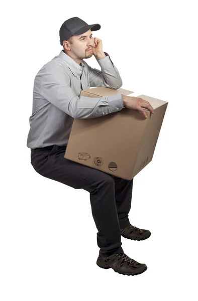 Homem de entrega cansado — Fotografia de Stock