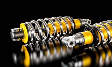 Otomotiv şok emiciler 3d siyah arkaplan