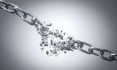 Metal zincir zinciri 3 boyutlu özgürlüğü sembolize ediyor.