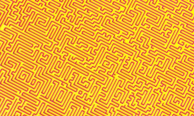 Soyut labirent şablonu 3D sarı kesme alanı