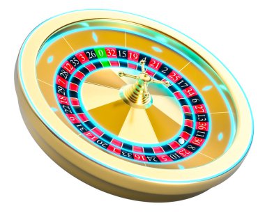 Şeffaf arkaplanda altın rulet çarkı 3D