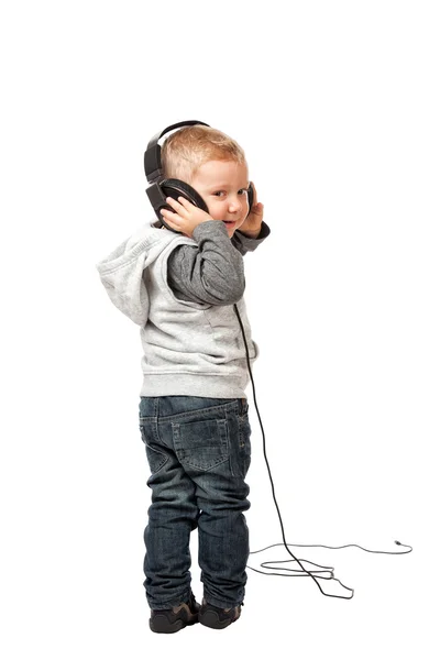 Petit enfant avec casque — Photo