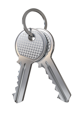 3d tuşunda izole gümüş metalik anahtarlar