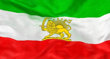 İran 'ın eski ulusal bayrağını sallayarak