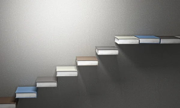 3D kitaplar merdiven — Stok fotoğraf