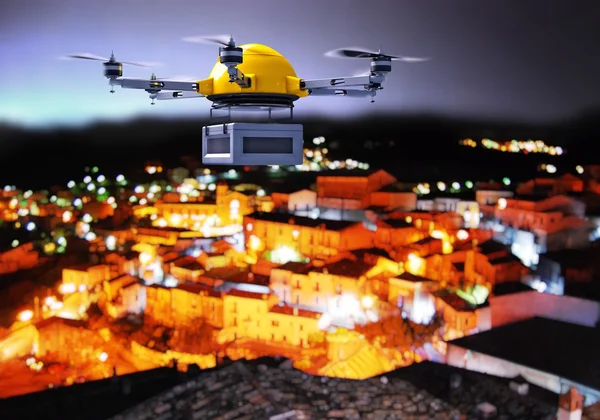 Entrega nocturna de drones — Foto de Stock