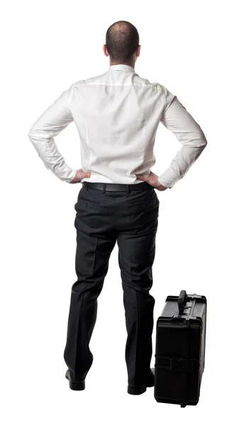Muž s kufrem — Stock fotografie