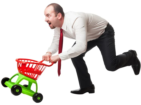 Man with shopping cart — Stock Photo, Image