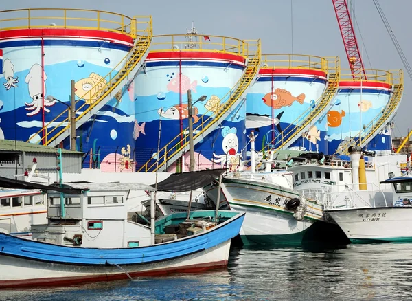 Fuel Storage Tanks with Colorful Designs — Stock Photo, Image