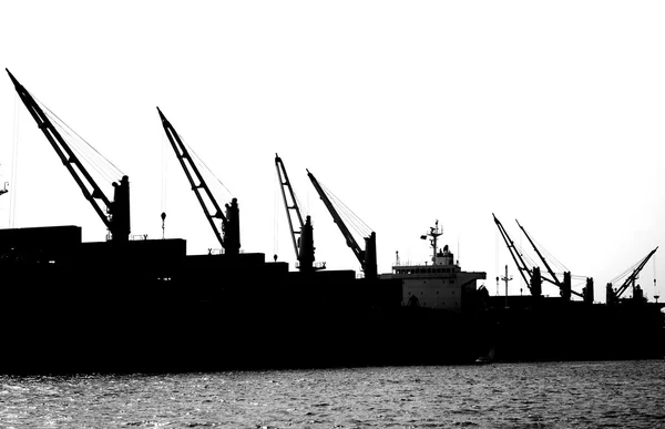 Grues portuaires en Silhouette — Photo