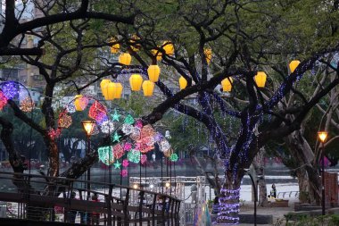 Tayvan 2015 Lantern Festivali renkli fenerler