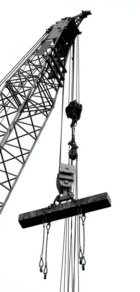 Construction Crane Lifts Large Girder — Stock Photo, Image