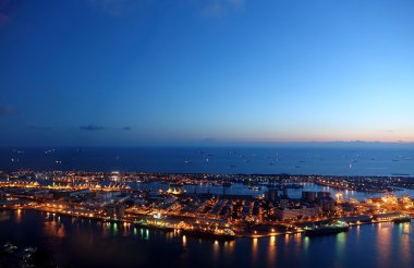 akşam saat limanda kaohsiung güzel görünümü