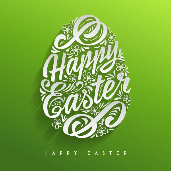 Veselé Velikonoce Pozdrav Card, ruční kreslení písma — Stockový vektor