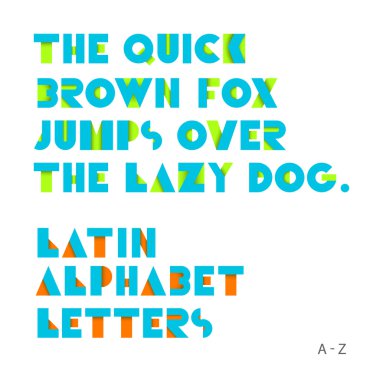 geometrik şekiller alfabesi harfleri. Retro font. Latin alfabesi le