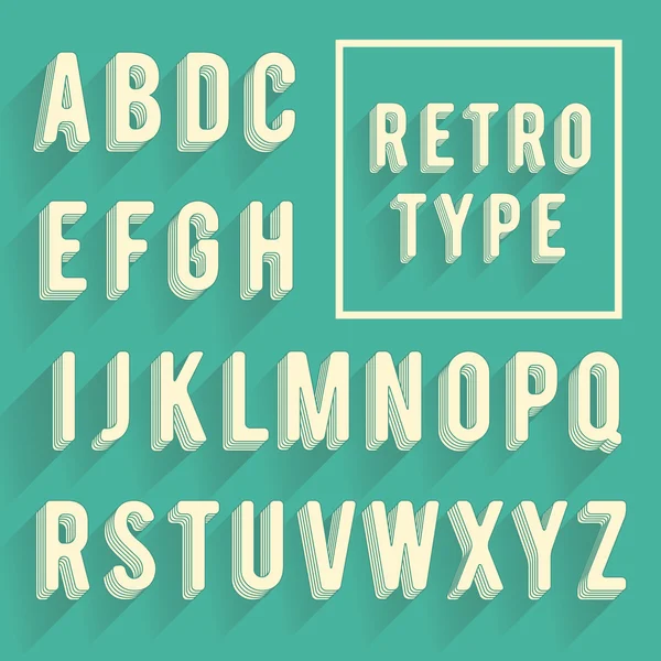 Alphabet affiche rétro. Fonte rétro avec ombre. alphabet latin le — Image vectorielle