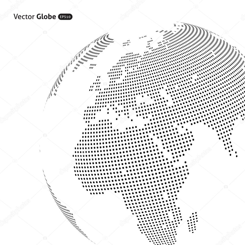 Vector abstract dotted globe, Central heating view on Europe and