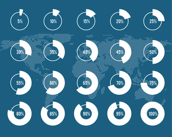 Ensemble de diagrammes circulaires pour infographies — Image vectorielle