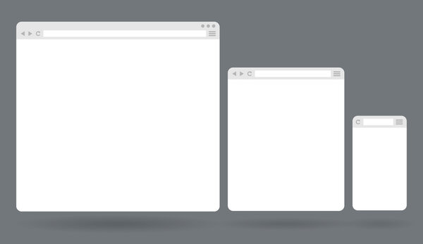Плоские пустые окна браузера для различных устройств
