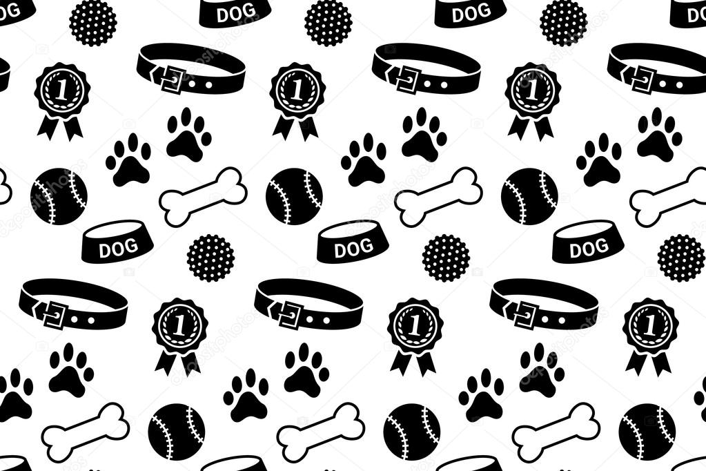 Seamless pattern with dog's stuff