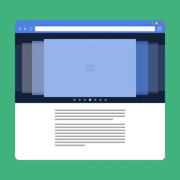 Ventana plana del navegador con presentación de fotos — Archivo Imágenes Vectoriales