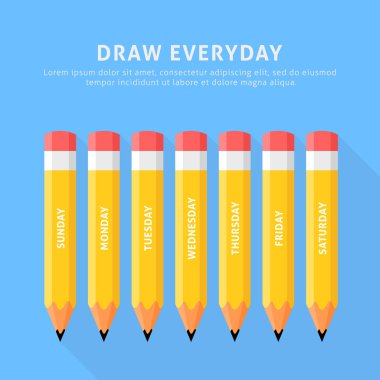 Her gün için yedi kalem vektör çizim
