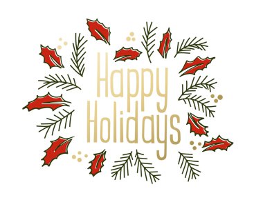 Mutlu tatil vintage tebrik kartı