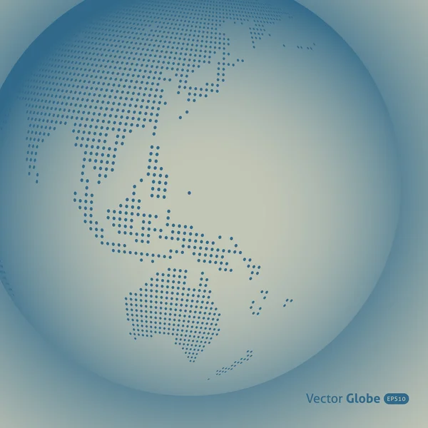 Vector abstracte gestippelde globe, centrale verwarming uitzicht op Australië — Stockvector