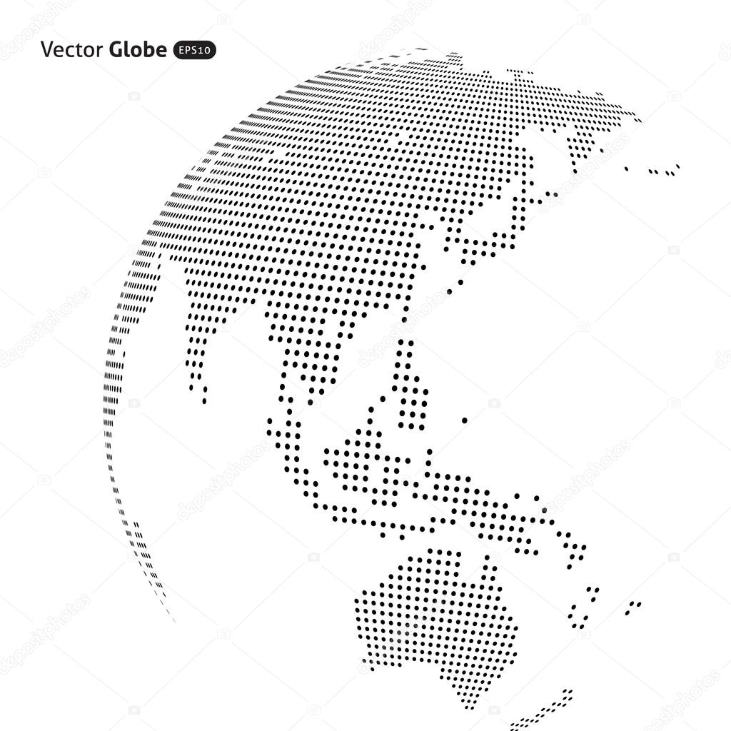 Vector abstract dotted globe, Central heating view on Australia