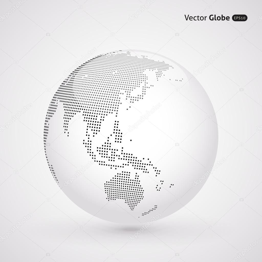 Vector abstract dotted globe, Central heating view on Australia