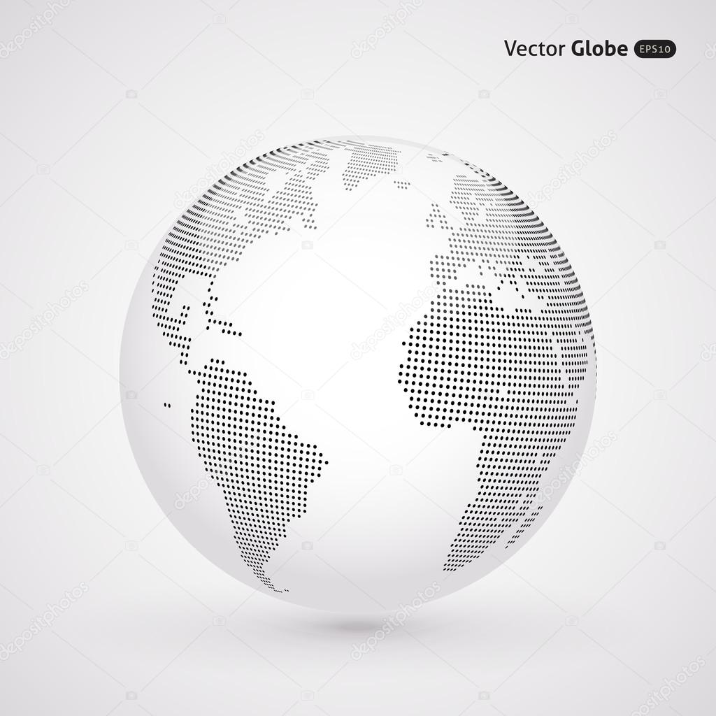 Vector abstract dotted globe, Central heating view on Atlantic o