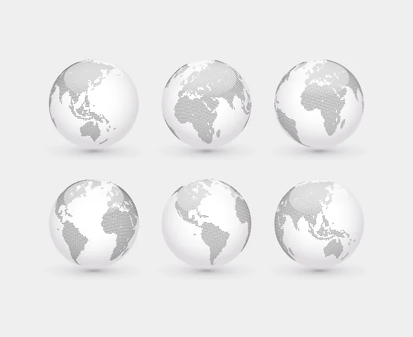 Reihe von Vektor-abstrakten gepunkteten Globen — Stockvektor