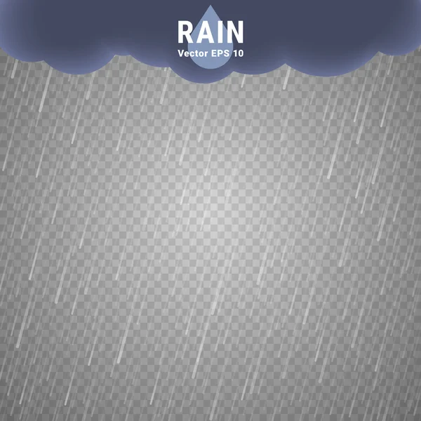 Imagen de lluvia transparente. Vector Rainy Fondo nublado — Vector de stock