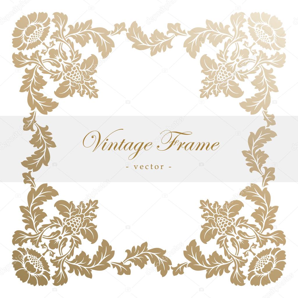 Vintage vector antique frame with floral ornament