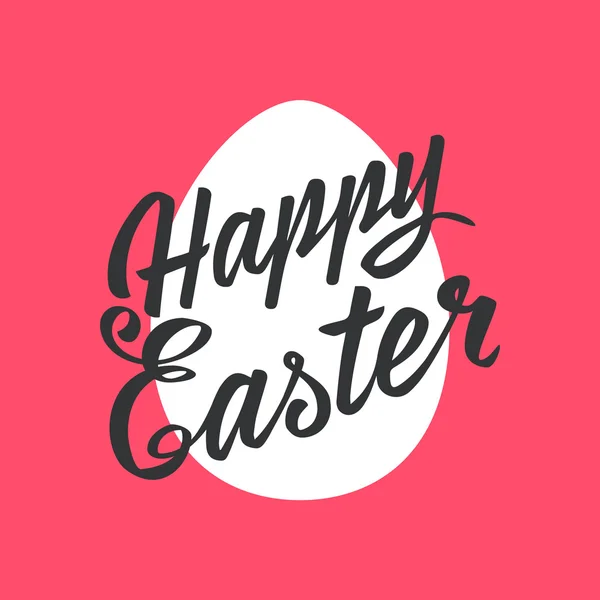Veselé Velikonoce Pozdrav Card, ruční kreslení písma, vejce na barvu pozadí. Typografie nápis — Stockový vektor