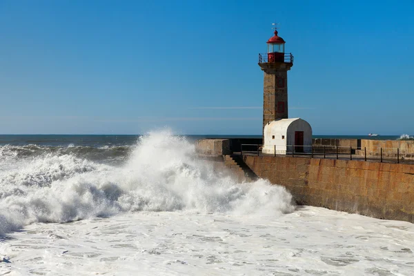Waves on brekwater in Porto, Portugal. — Stock Photo, Image