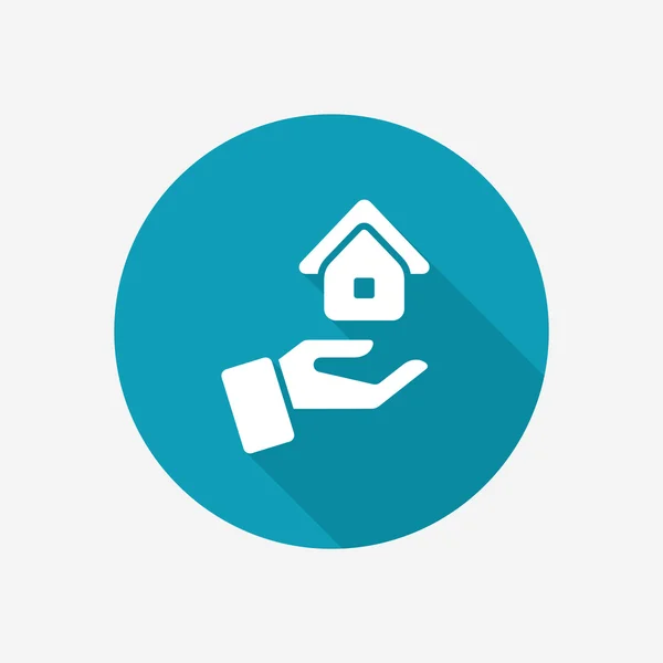 Hand holding house pictogram — Stockvector