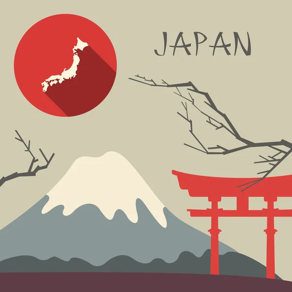 Japán utazás táj — Stock Vector