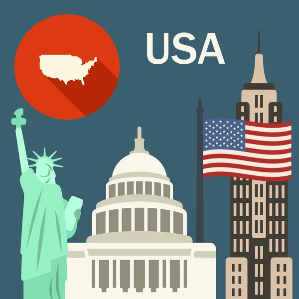 Estados Unidos iconos de viaje — Vector de stock