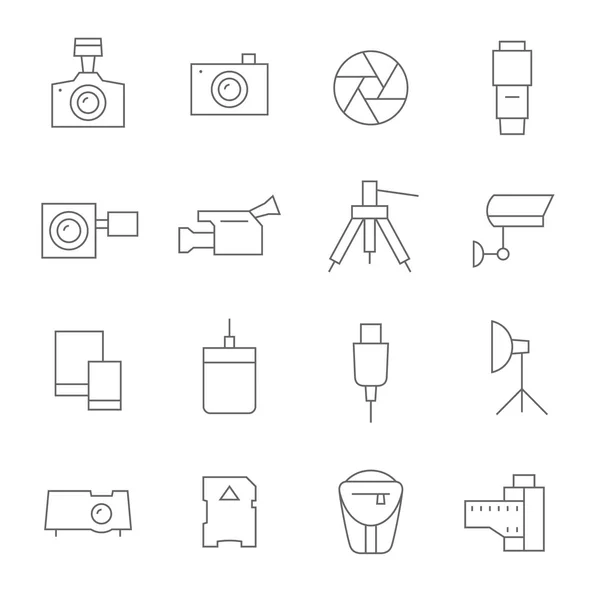 Fotografie apparatuur pictogrammen — Stockvector