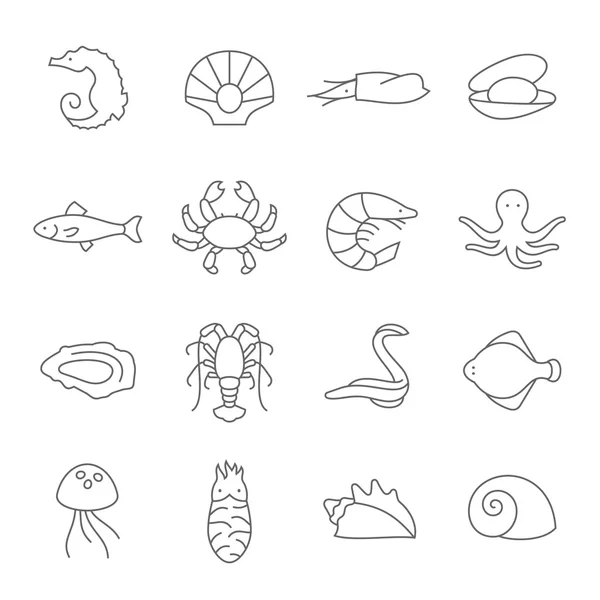 Seafood Icons Set — Stock Vector