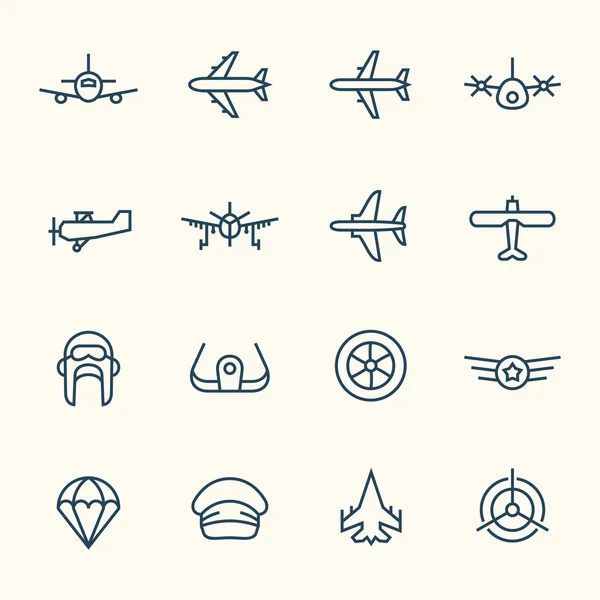 Conjunto de iconos de aviación — Vector de stock