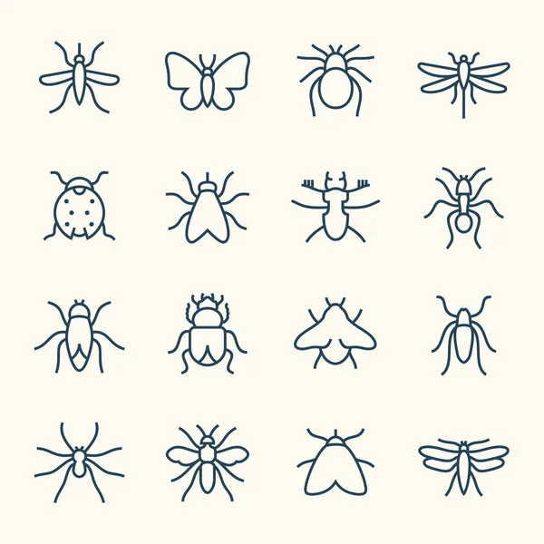 Conjunto de iconos de insectos — Vector de stock