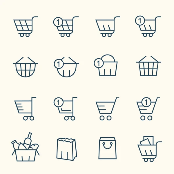 Shopping cestini icone — Vettoriale Stock