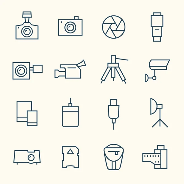 Fotografie apparatuur pictogrammen — Stockvector