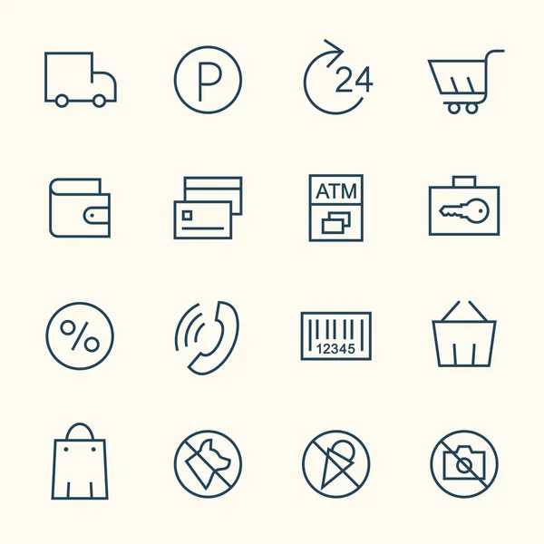 Icônes des services de supermarché — Image vectorielle